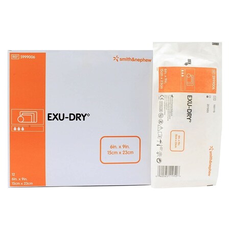 Exu-Dry Anti-Shear Smith & Nephew Super Absorbent Dressing, 6 x 9 inch, Sterile, 12PK 5999006